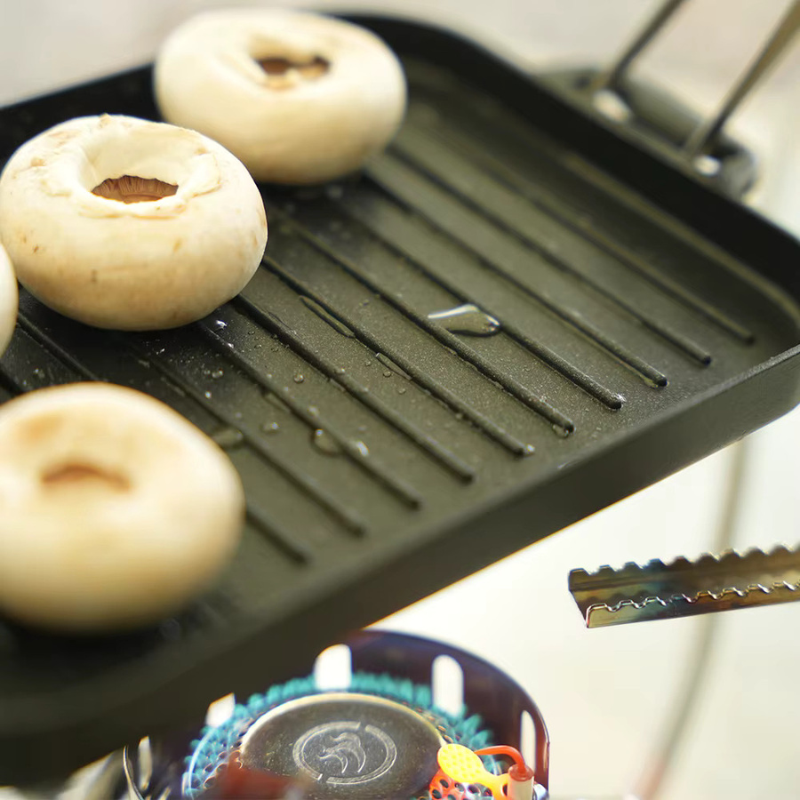 FireMaple Mini-Grillplatten-Set in Schwarz, rechteckige antihaftbeschichtete Outdoor-Grillpfanne für Camping und Kochaktivitäten - Bild 6
