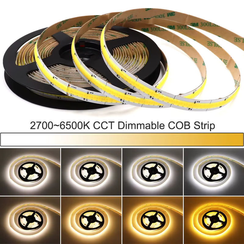 cooleeon CCT COB LED-Streifen mit RF-Dimmer, dimmbar von 2700 bis 6500 K, Gelb und Weiß, 12 V oder 24 V, flexible LED-Lichtleiste - Bild 5