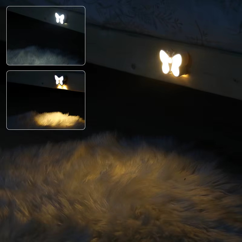 SHENZHITECH Schmetterlings LED Nachtlicht mit Bewegungsmelder, wiederaufladbare Unterschrankbeleuchtung in Weiß für Küche, Schlafzimmer und Treppen - Bild 5