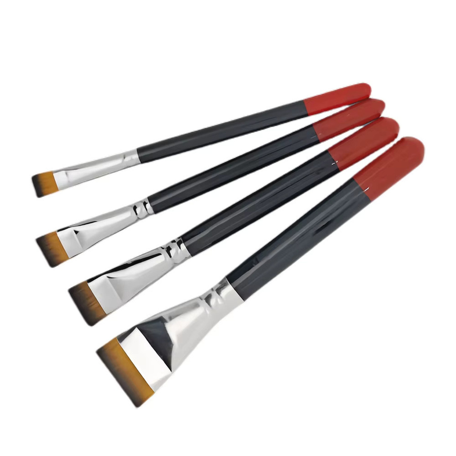 4-teiliges professionelles Lack-Kunstpinsel-Set mit flachen Nylonborsten in Gelb - Bild 2