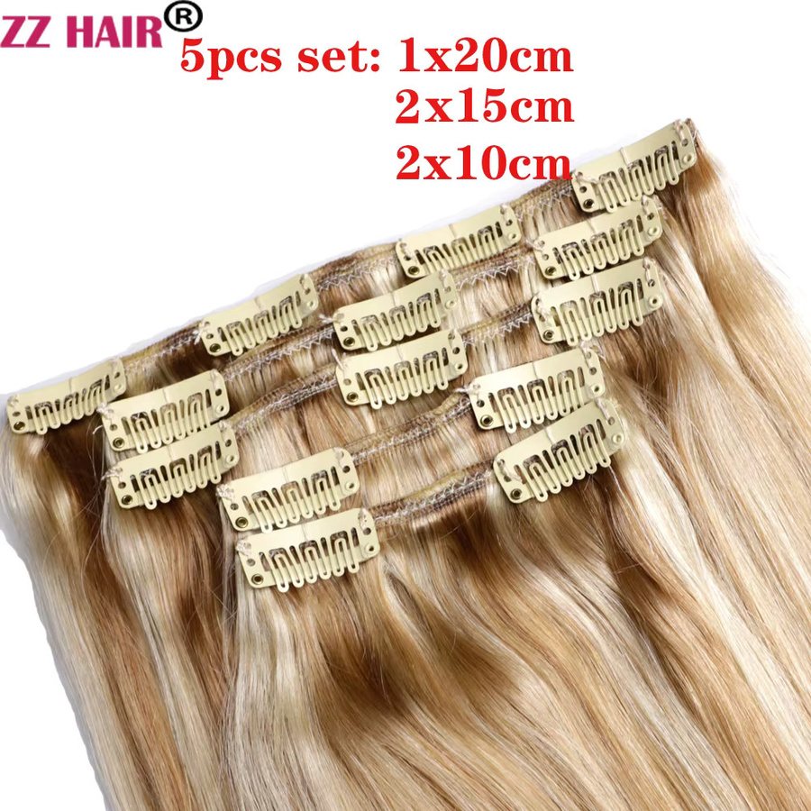 ZZHAIR Remy-Haarverlängerung, 100 % brasilianisches Echthaar, glatt, 5-teiliges Set - Bild 2