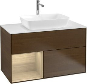 V&B Waschtischunterschrank Finion 100 mit Wandbeleuchtung, Weiß, B/T/H: 100 x 50,1 x 50,1 cm - Bild 1