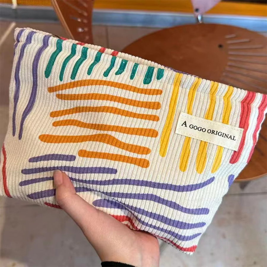 NANCY TINO Kosmetiktasche, Bunte Gestreifte Cord, Reise-Make-up-Aufbewahrungstasche - Bild 5