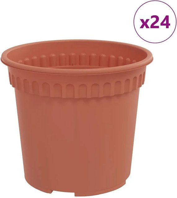 vidaXL Set aus 24 runden Blumentöpfen aus Kunststoff in Ziegelrot, Durchmesser: 15 cm, Höhe: 12 cm - Bild 1