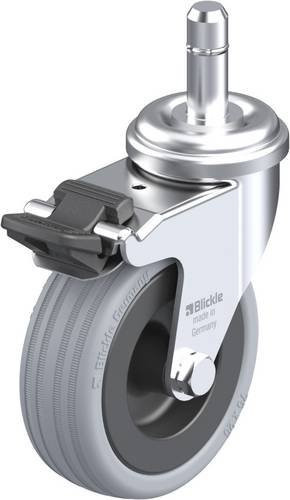 Blickle LRA-VPA 75G-FI-ES Lenkrolle mit Feststeller, Rad-Durchmesser: 75 mm, Tragfähigkeit: 60 kg, Farbe: Grau/Schwarz/Silber - Bild 1