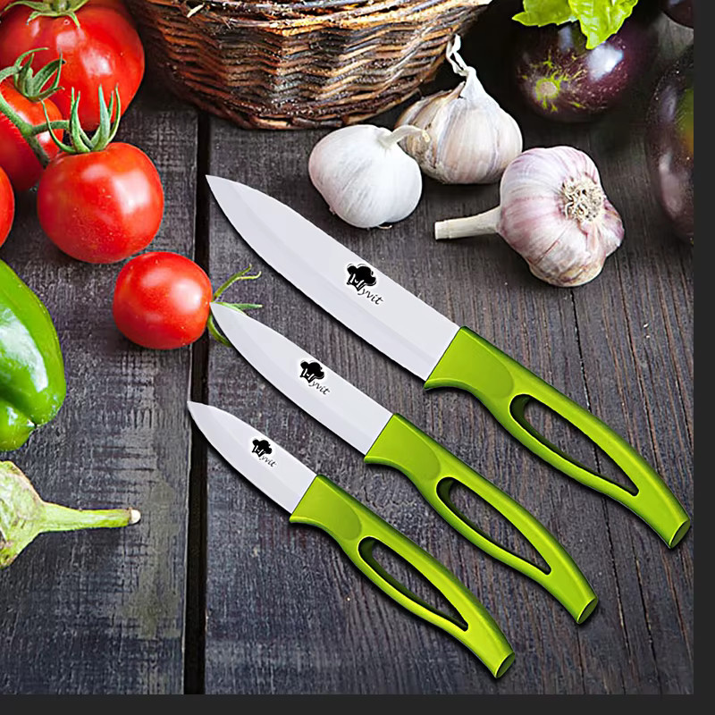 MYVIT Keramikmesser-Set mit grünem Griff und weißer Klinge für Obst und Allzweckaufgaben - Bild 2