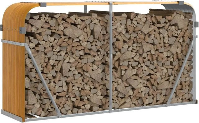 vidaXL Kaminholzunterstand aus verzinktem Stahl in Braun, B/T/H: 180 x 45 x 100 cm - Bild 1