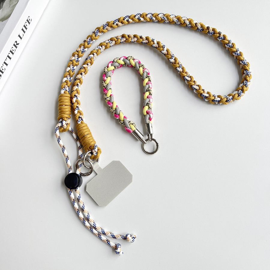 Multifunktionales DIY Handgewebtes Handy-Lanyard als verstellbarer Crossbody-Schultergurt und Handgelenkkette aus Polyester und Nylon in Multicolor - Bild 1