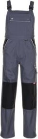 Planam Latzhose Canvas in Grau/Schwarz mit Reflexstreifen, Größe 56, Materialmix aus 65 % PES und 35 % BW - Bild 1
