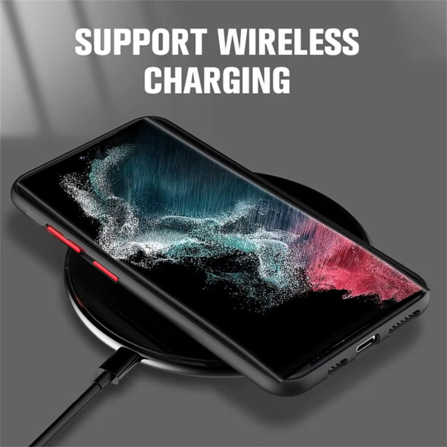 Stoßfeste MagSafe Wireless Charge Hülle für Samsung Galaxy S25 Ultra S24 S23 S22 S21 FE S25 Plus in Schwarz mit matter Rückseite - Bild 3