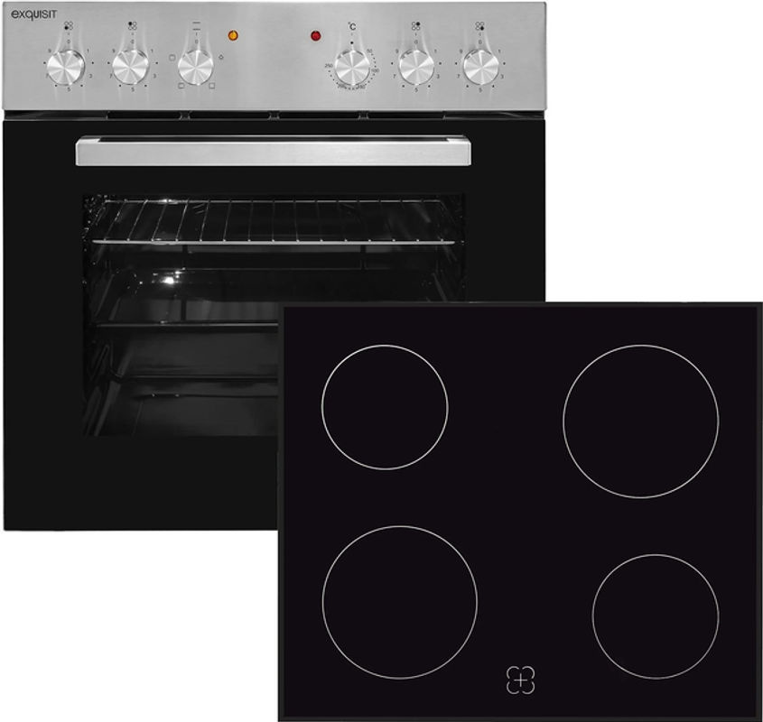 Exquisit Herdset EHE 146-2.1 in Edelstahl mit Glaskeramik Kochfeld und Einbaubackofen, Farbe: Silber, B/T/H: 59,0 x 59,5 x 60,0 cm - Bild 3
