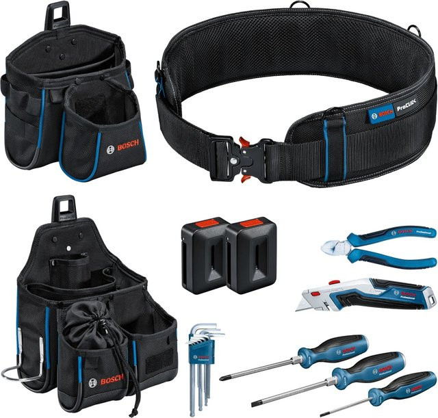 Bosch Professional Werkzeuggürtel mit 6-teiligem Taschen- und Handtool-Set in Schwarz aus Polyester - Bild 1