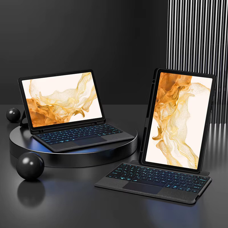 AJIUYU Touchpad-Tastatur und Hülle für Samsung Galaxy Tab S8 11 Zoll SM-X700 SM-X706 sowie Tab S7 11 Zoll SM-X870 T875 mit Stifthalter in Schwarz - Bild 3