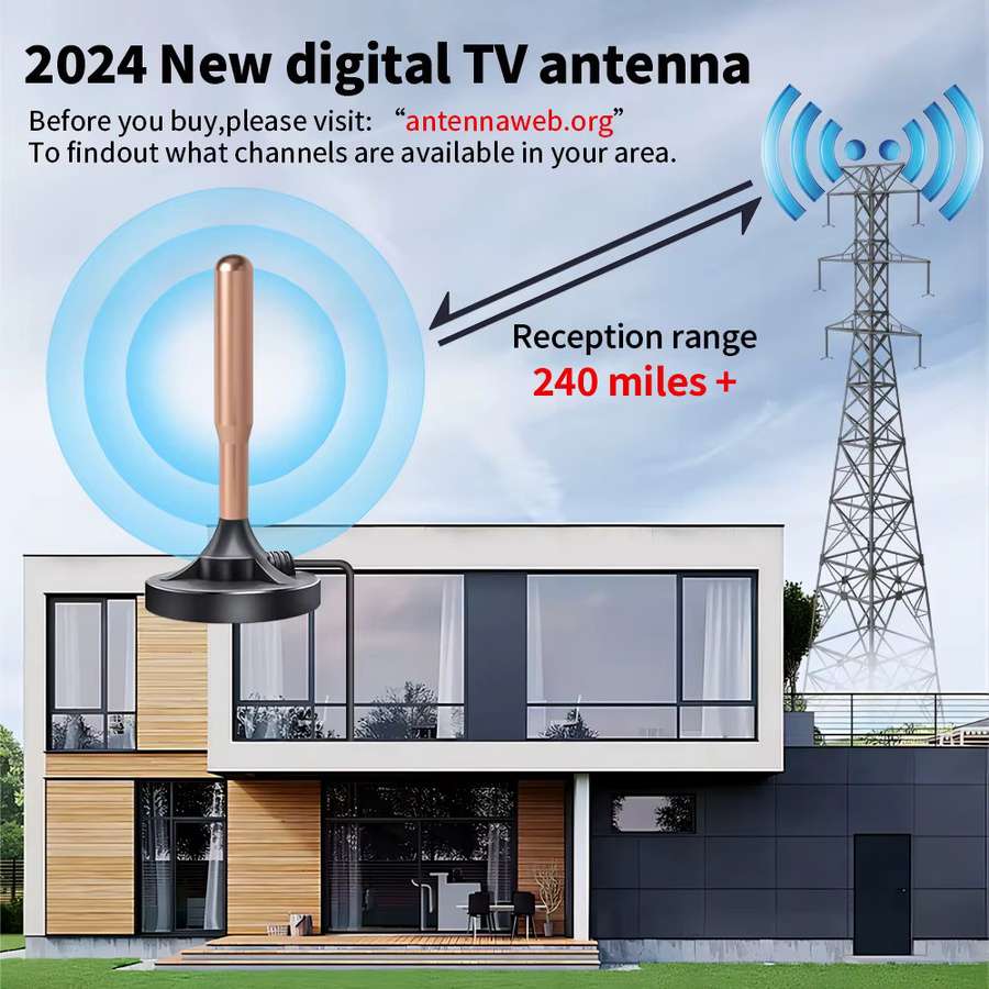 4K Luxus High-End Digital-TV-Antenne mit Verstärker für Innen- und Außenbereich in Gold - Bild 4