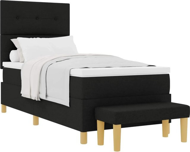vidaXL Boxspringbett mit Matratze und Kopfteil in Schwarz aus Stoff, B/T/H: 90 x 190 x 128 cm - Bild 1