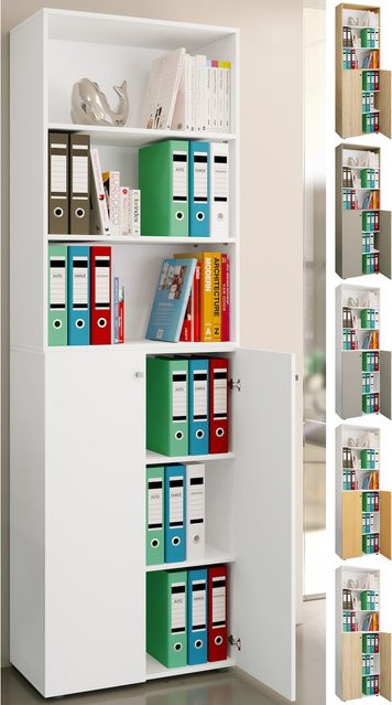 VCM Büroschrank Lona mit 6 Fächern und Drehtüren, moderner Aktenschrank aus Metall, H x B x T: 220 x 70 x 40 cm - Bild 1