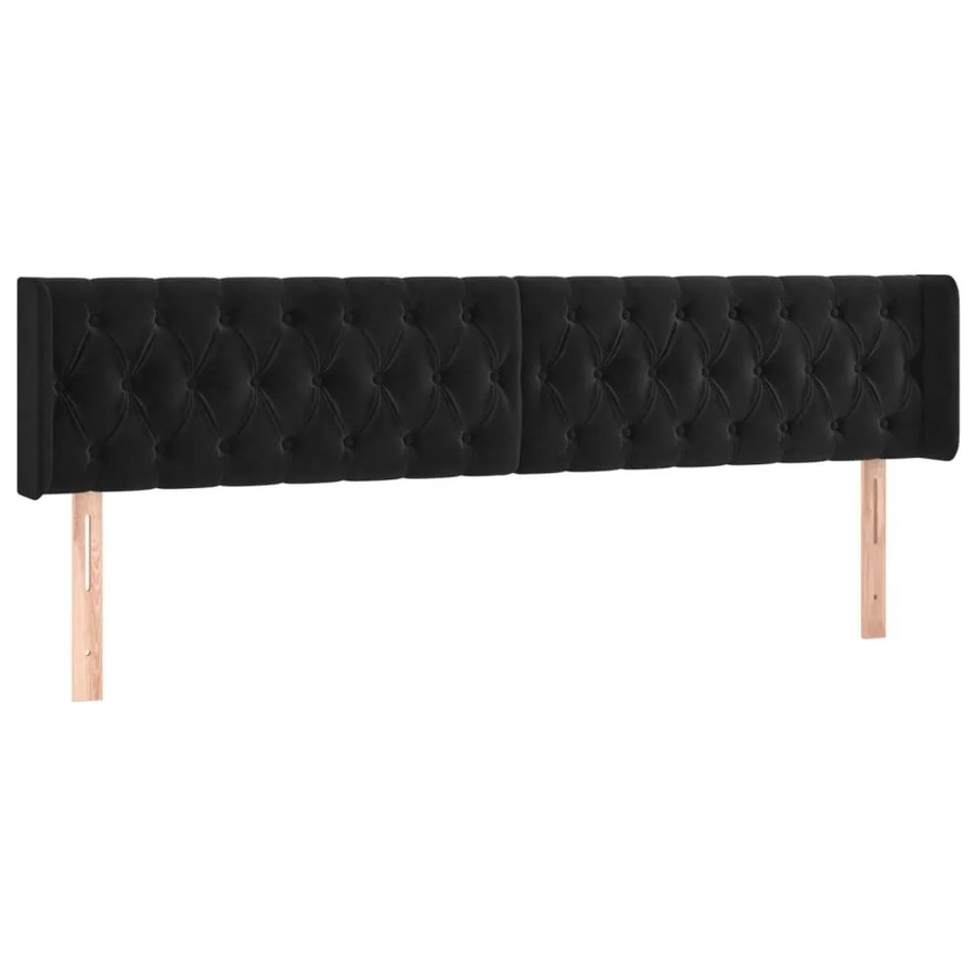 vidaXL Kopfteil mit Ohren in Schwarz aus Samt, B/H: 203 x 88 cm, Tiefe: 16 cm - Bild 2