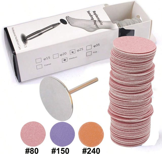 Easy Nail Schleifpapierscheiben mit Metallschaft, 100 Stück, 25mm, Unisex - Bild 1