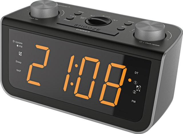Soundmaster FUR5005 UKW PLL-Radiowecker mit Jumbo Display und automatischer Uhrzeiteinstellung, Schwarz - Bild 1
