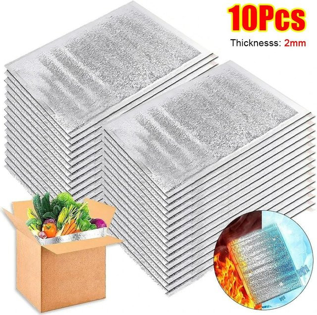10er Pack Thermische Aluminium-Isolierbeutel für Lebensmittel und Getränke, Silber, 2mm Dicke - Bild 1
