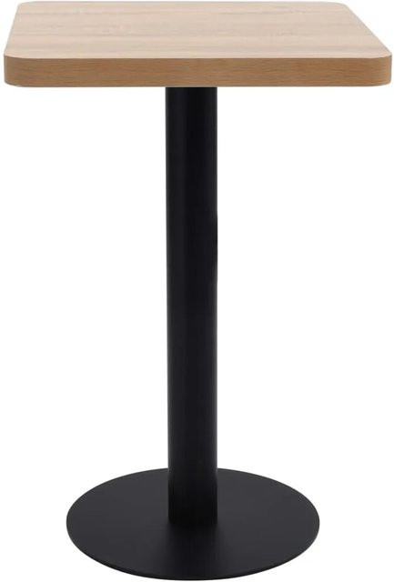 vidaXL Bistrotisch in Hellbraun mit schwarzem Gestell aus MDF und Stahl, B/T/H: 50 x 50 x 75 cm - Bild 1