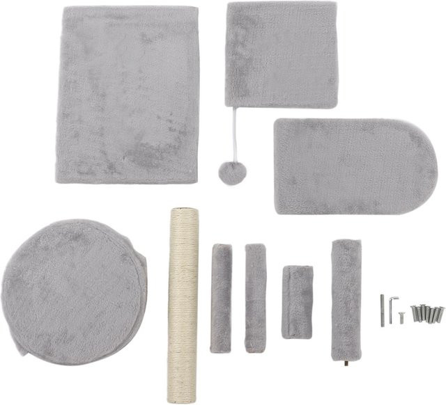 Aimo Kratzbaum für Katzen in Grau mit integriertem Spielzeug und Sisal-Elementen - Bild 1