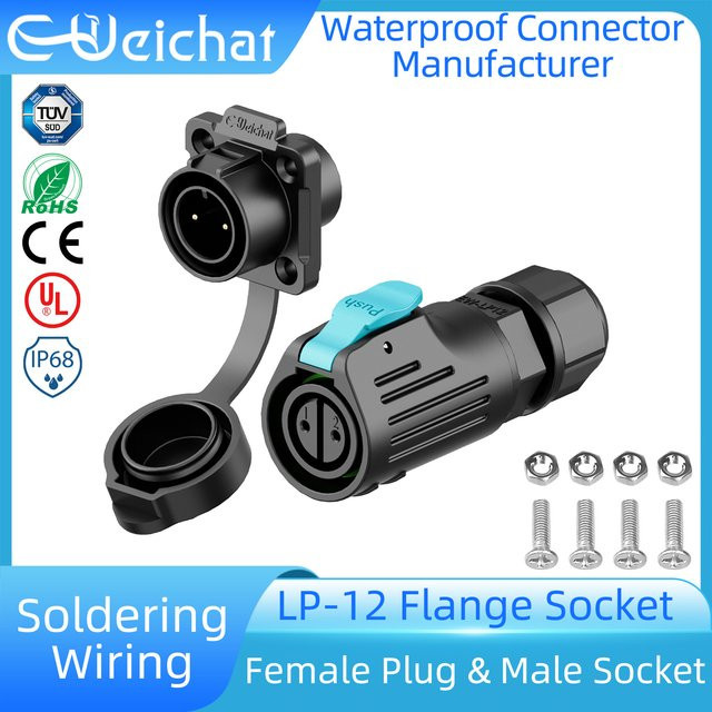 E-WeiChat LP12 Wasserdichter IP68 Industrieller kreisförmiger Luftfahrt-Steckverbinder mit PBT-Gehäuse M12 Flanschbuchse 2-8-polig - Bild 1