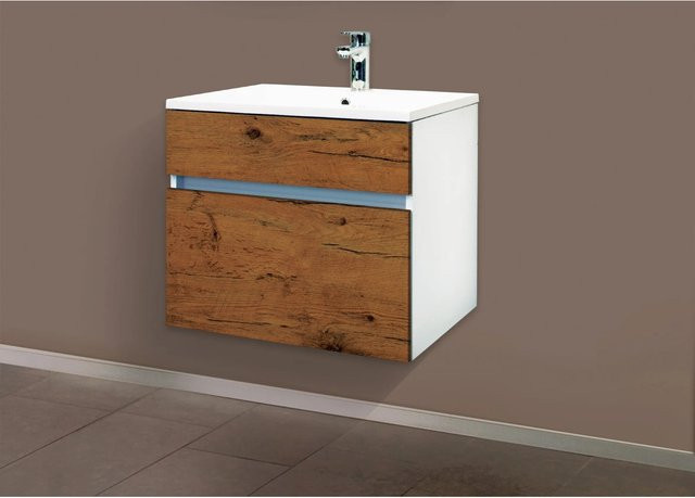 Sanotechnik Waschbeckenunterschrank Weiß matt mit melaminbeschichteter Oberfläche Breite: 59 cm - Bild 1
