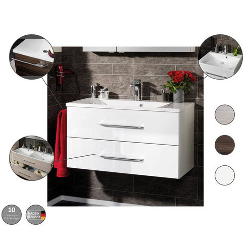 Fackelmann Badmöbel-Set B.clever Doppel-Waschtisch in Weiß Hochglanz mit Softclose-System, B/H/T: 120 x 50,8 x 46 cm - Bild 2