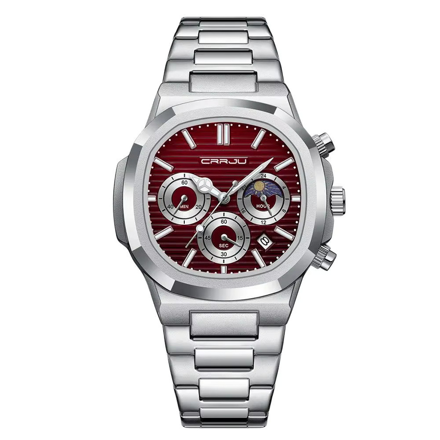CRRJU Chronograph Armbanduhr, Quarz, Edelstahl, Herren - Bild 4