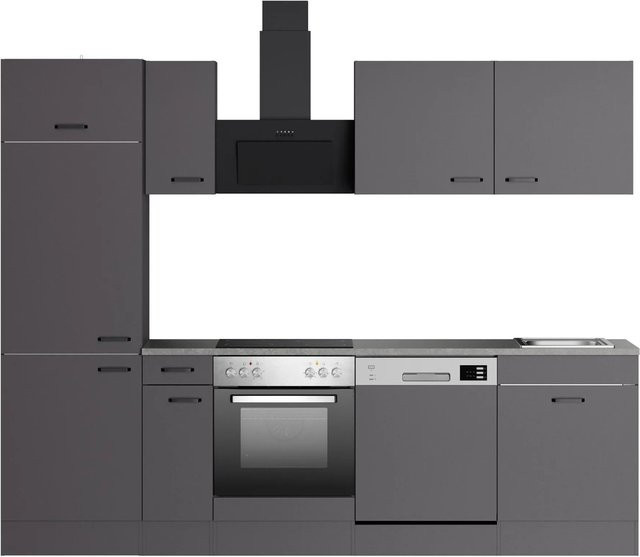 OPTIFIT Küchenzeile Kiel420 in Anthrazit mit integrierten Elektrogeräten und Geschirrspüler, B/T/H: 270 x 60 x 210 cm - Bild 1