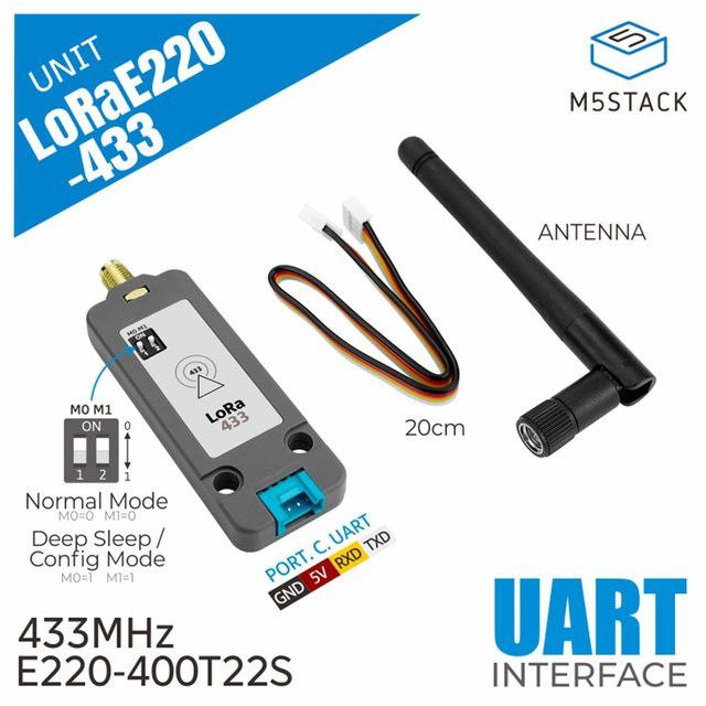 M5Stack LoRa-Einheit E220 433 MHz mit Antenne - Bild 1