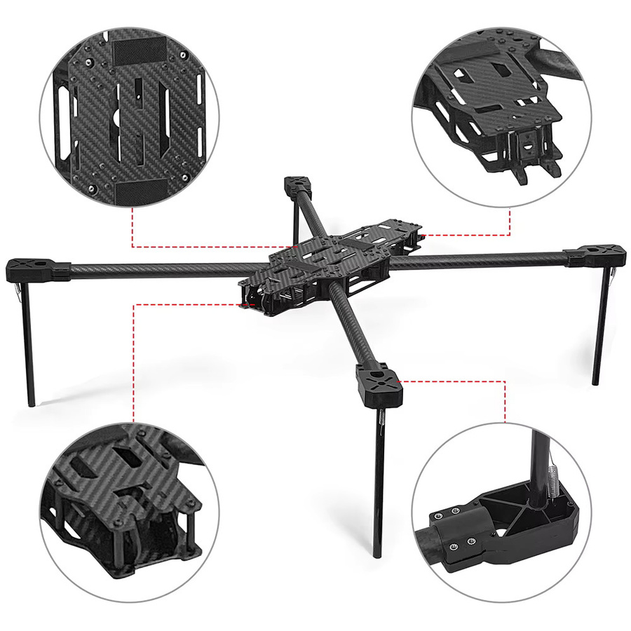 9IMOD IDF-17 FPV Rahmen aus Kohlefaser in Schwarz, 760 mm, für 8S Lipo mit 10 kg maximaler Tragfähigkeit und Stativ für FPV Racing Drones - Bild 3