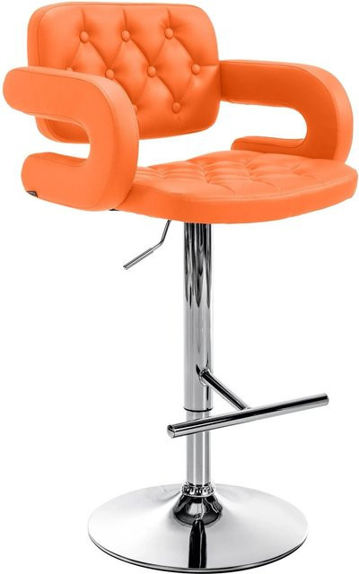 DELUKE Barhocker BURID in Orange mit Kunstleder und silbernem Fuß, höhenverstellbar, drehbar und mit Lehne, B/T/H: 62 x 55 x 103 cm - Bild 1