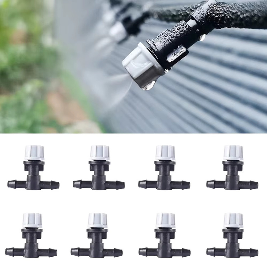 Verstellbarer Mikro-Sprinkler Nebel-Tropfer Kopf mit T-Stück Gelenken in Schwarz für Blumenbeete und Terrassen - Bild 1