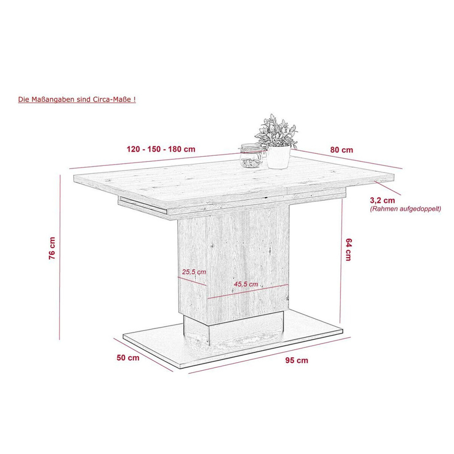 Essgruppe Hela in Eiche und Anthrazit mit Vintage-Design, B/H/T: 180 x 76 x 80 cm - Bild 2