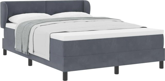vidaXL Boxspringbett mit Matratze aus Samt in Grau, B/T/H: 160 x 200 cm - Bild 1