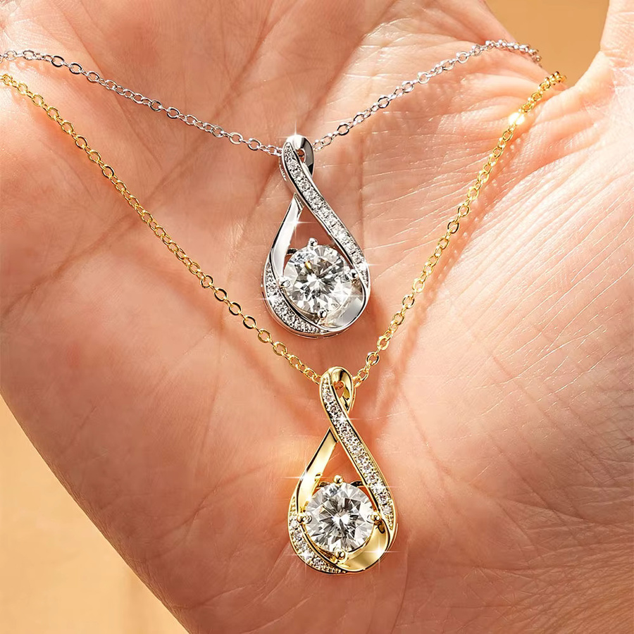 Lnngy Halskette, Moissanit, 14K Gold gefüllt, Infinity-Anhänger, Damen - Bild 1