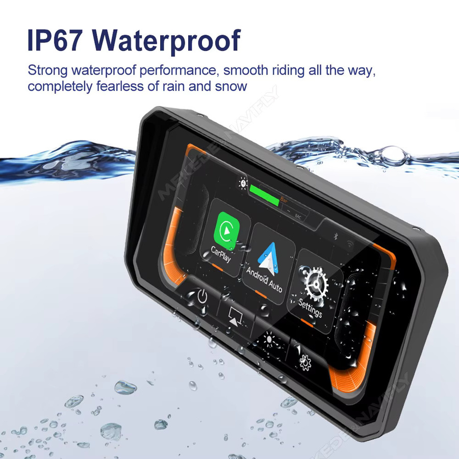 NaviFly Tragbares Motorrad-GPS-Navigationsgerät mit 6 Zoll Display, IP67 Wasserdicht, Dual Bluetooth, Wireless CarPlay und Android Auto, Schwarz - Bild 4