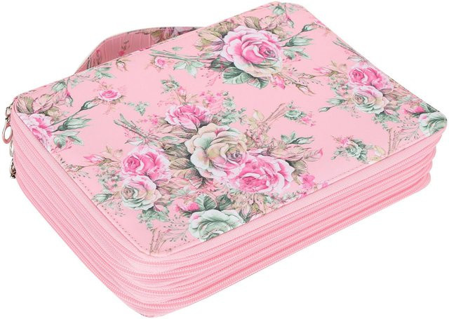 GoolRC Federmäppchen mit 200 Fächern und Rosendruck in Pink - Bild 1