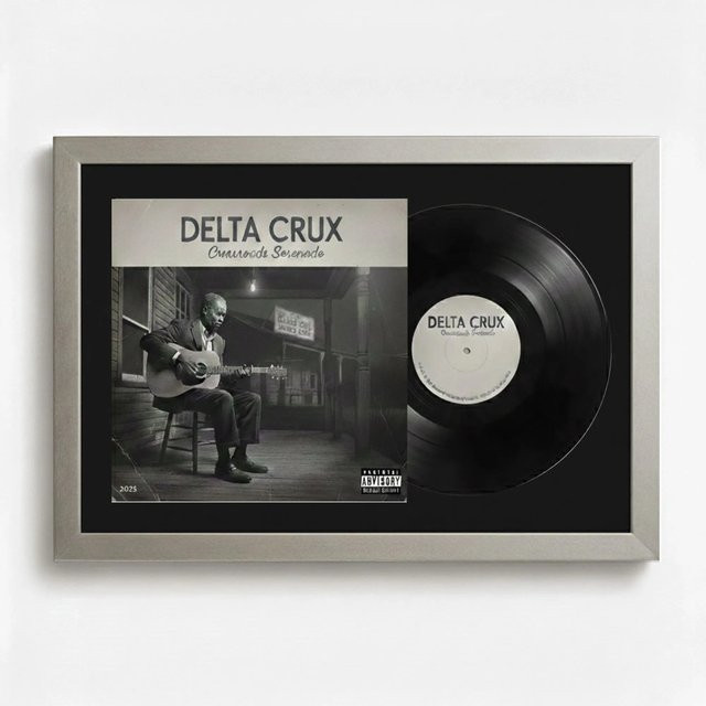 K-Möbel Schallplatten Rahmen Set Platin mit schwarzem Passepartout für Vinyl und Cover, 2er Set, B/H: 40 x 60 cm - Bild 1