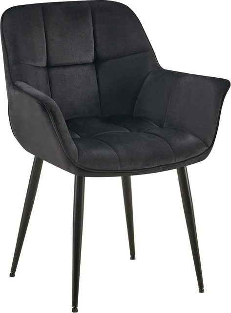 DELUKE Esszimmerstuhl GUNIM in Schwarz mit Samtbezug, B/T/H: 65 x 58 x 85 cm - Bild 1