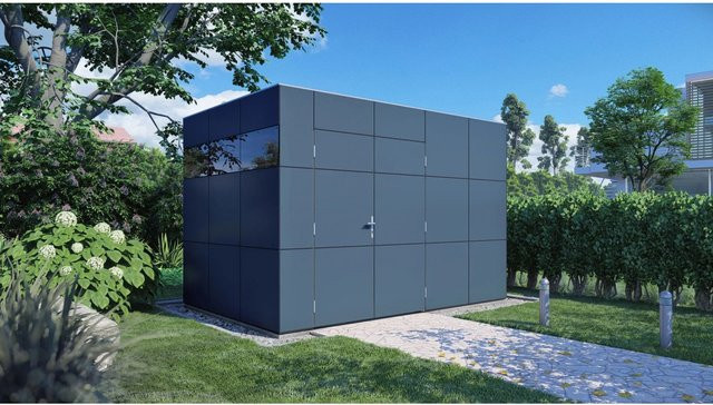 Bertilo Gartenhaus HPL 2 in Anthrazit-Grau mit modernem Design und Flachdach B/T/H: 345 x 228 x 230 cm - Bild 1