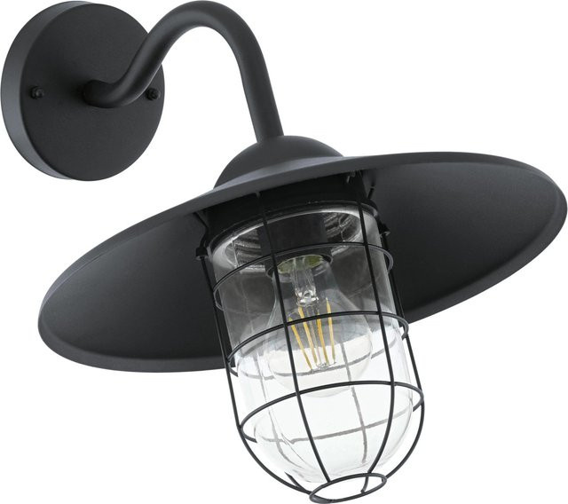 Eglo Außenwandleuchte Melgoa in Schwarz aus Stahl und Glas mit transparentem Glas, IP44, E27, H: 38,0 cm, B: 25,0 cm, T: 1,0 cm - Bild 1