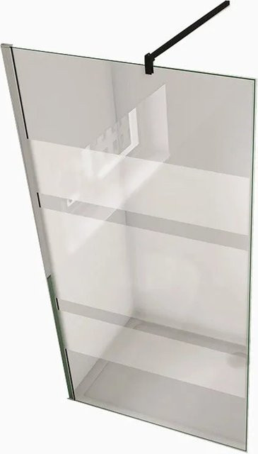 Duschparadies Walk-in Duschabtrennung aus Nano Glas mit Schwarz Stabilierungsstange, B/T/H: 110 x 190 cm, Teilsatinierte Seitenwand 6mm - Bild 1
