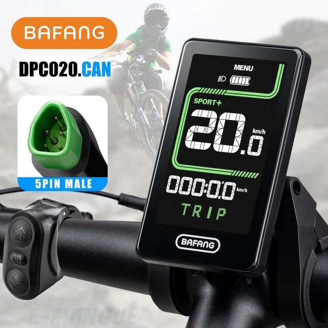 Bafang E-Bike Display DPC020 mit 3,5 Zoll LCD, 5-Pin Stecker, USB-C-Ladefunktion und Geschwindigkeitsbegrenzer für CAN-Protokoll-Motoren, Schwarz - Bild 1