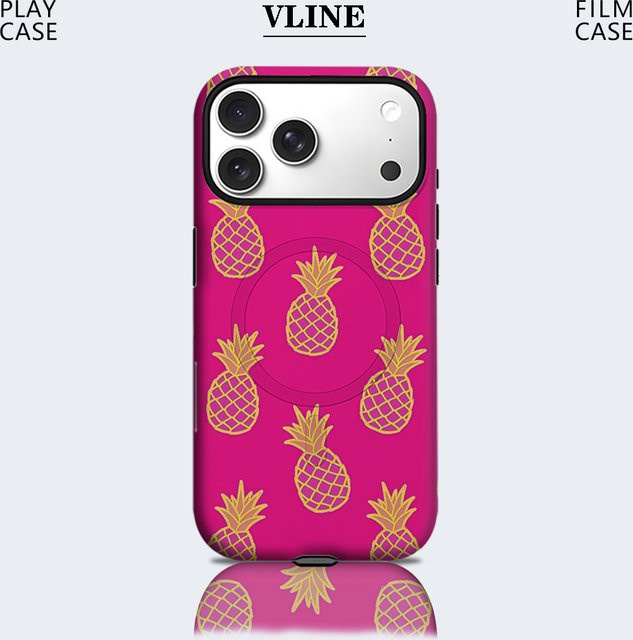 Potdemiel Handyhülle mit rosa Ananas-Muster für iPhone 17 16 15 14 13 Pro Max Plus, robuste Ein- und Doppelschicht-Schutzhülle - Bild 1