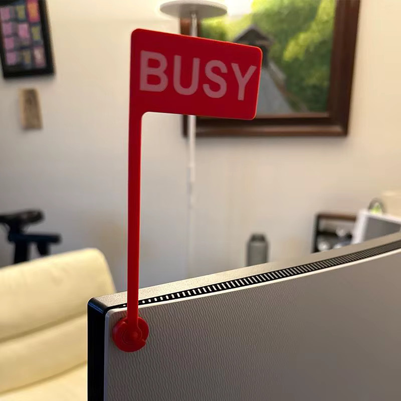 Monitor-Schilder mit Busy-Flagge für das Home Office, rotes Schreibtischzubehör aus Kunststoff mit Busy, On Call und Back Off Statusanzeigen - Bild 2