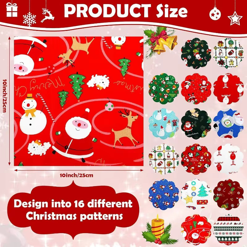 Weihnachtsserie Twill Baumwollstoff für Patchwork und DIY-Handarbeiten, 16 Stück, Mehrfarbig - Bild 4