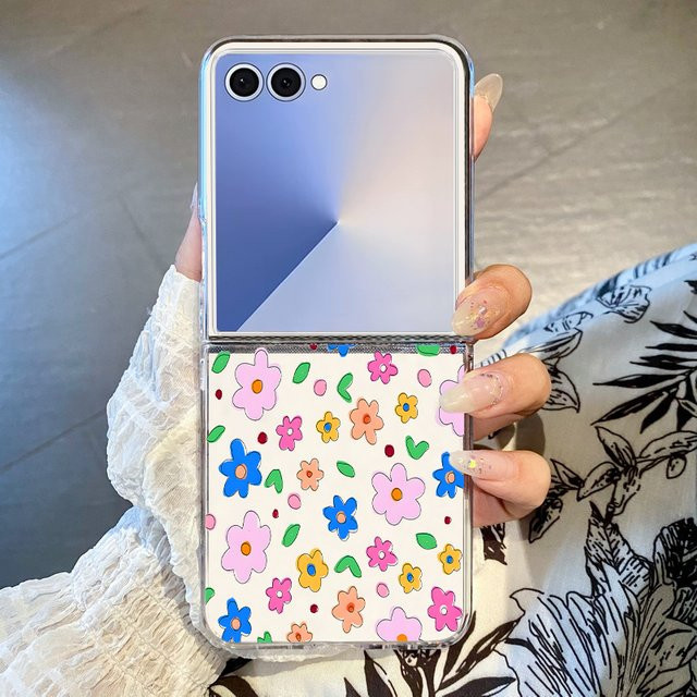 Bunte Blumen Handyhülle aus PC für Samsung Galaxy Z Flip7 FE, Z Flip6, Z Flip5, Z Flip4 und Z Flip3 5G - Bild 1